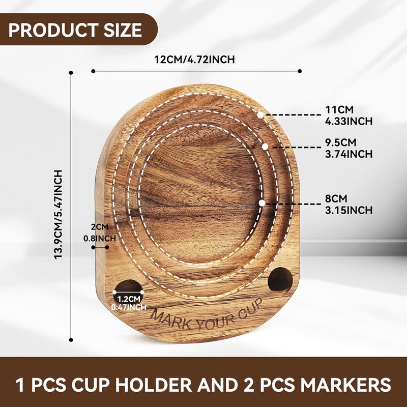 YAQUHO Party Cup Holder with Marker Slot, Acacia Wood Bathroom Cup Dispenser Mark Your Cup and Drink Up, Hosting Essential to Prevent Mix-Ups & Mark Your Cup for Birthdays, BBQs, Holiday Events - Image 4